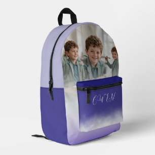 Mochila Impresa Collage de fotos personalizado gradiente teal para