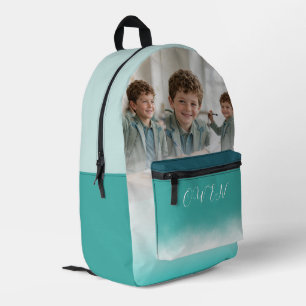 Mochila Impresa Collage de fotos personalizado Ombre Verde Persona