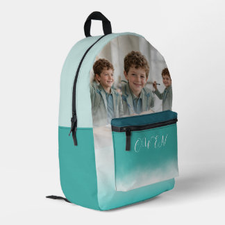 Mochila Impresa Collage de fotos personalizado Ombre Verde Persona