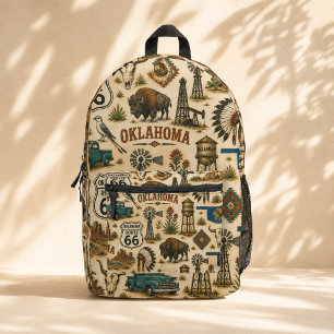 Mochila Impresa Collage Occidental Antiguo de la Ruta 66 de Oklaho
