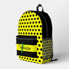 Mochila Impresa Color amarillo negro moderno - Monograma nombre in
