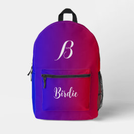 Mochila Impresa Color azul y rojo gradiente (nombre de letra inici