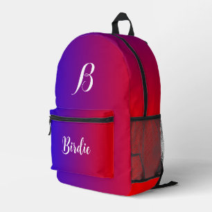 Mochila Impresa Color azul y rojo gradiente (nombre de letra inici