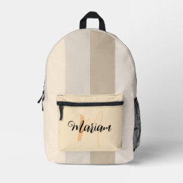 Mochila Impresa Color beige - Monograma de nombre de letra inicial