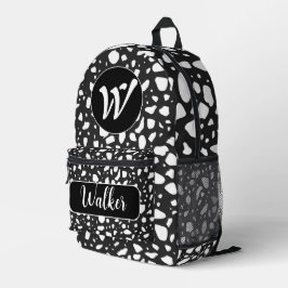 Mochila Impresa Color blanco y negro - Nombre inicial y Monogramad