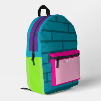 Mochila Impresa Color block Brick Pattern Colorful Back to School