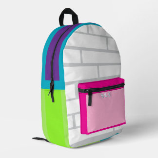 Mochila Impresa Color block Brick Pattern Colorful Back to School