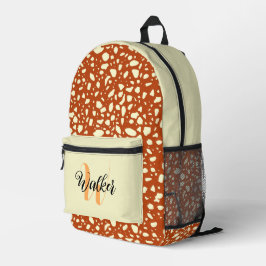 Mochila Impresa Color crema y óxido - Nombre inicial vintage