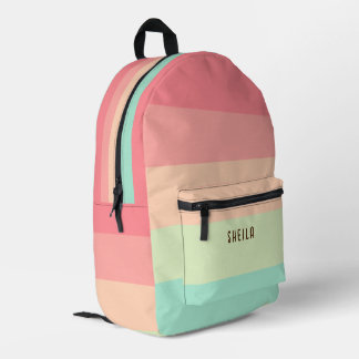 Mochila Impresa Color del arcoiris pastel Personalizado con nombre