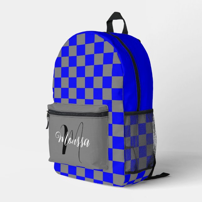 Mochila Impresa Color gris azul controlado - Monograma nombre inic (Esquina derecha trasera )