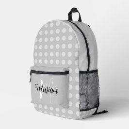 Mochila Impresa Color Gris Plateado Gris - Nombre Inicial Monogram