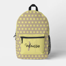 Mochila Impresa Color Khaki Claro - Monograma de Nombre de Letra I
