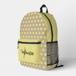 Mochila Impresa Color Khaki Claro - Monograma de Nombre de Letra I