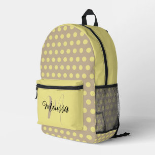 Mochila Impresa Color Khaki Claro - Monograma de Nombre de Letra I