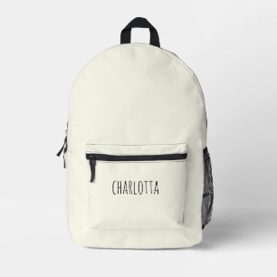 Mochila Impresa Color marfil   Nombre personalizado negro