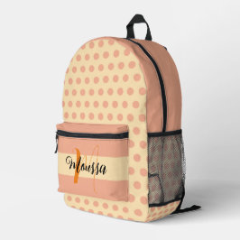 Mochila Impresa Color Melocotón Estético - Mejor Monograma de Nomb