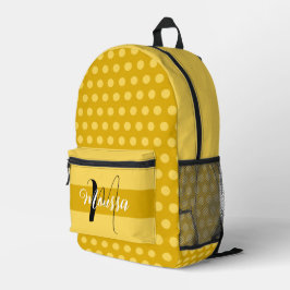Mochila Impresa Color Mostaza Estético - Monograma de Nombre Terro