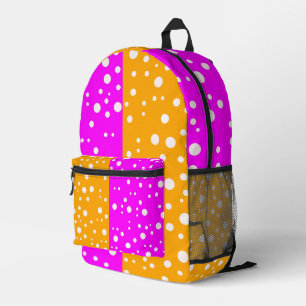 Mochila Impresa Color Naranja Brillante y Rosa - Bloque de Color E