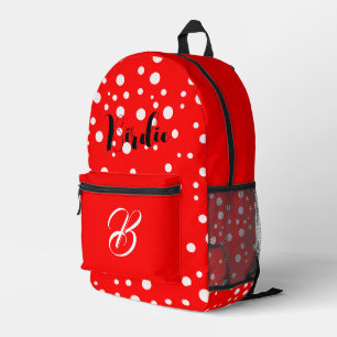 Mochila Impresa Color rojo brillante - Letra inicial y nombre de G