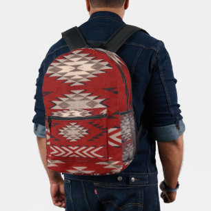 Mochila Impresa Color rojo del patrón nativo indio del suroeste de
