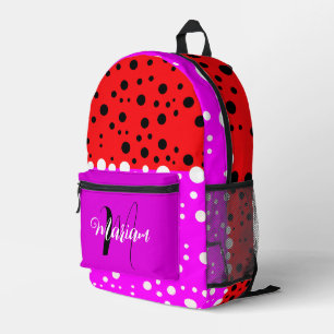 Mochila Impresa Color rojo y rosa estético - Monograma nombre Boni