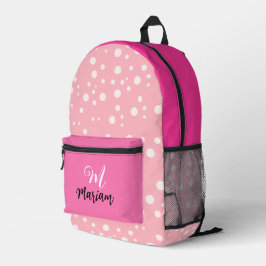 Mochila Impresa Color Rosa Claro Bonito - Monograma con Nombre Ado