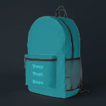 Mochila Impresa Color sólido de la estación de primavera turquesa<br><div class="desc">Mochila por todas partes de la impresión corte costura bolsa de almacenamiento con ilustracion de color sólido Blue Cyan Verde azulado Turquoise Spring Season y selección de la colección de productos de TheFabricSeal impresión a petición en Zazzle.com #ZazzleMade https://www.zazzle.com/store/thefabricseal TheFabricSeal ©️ Original. Aqua es un brillante matiz azul-verde y tiene...</div>