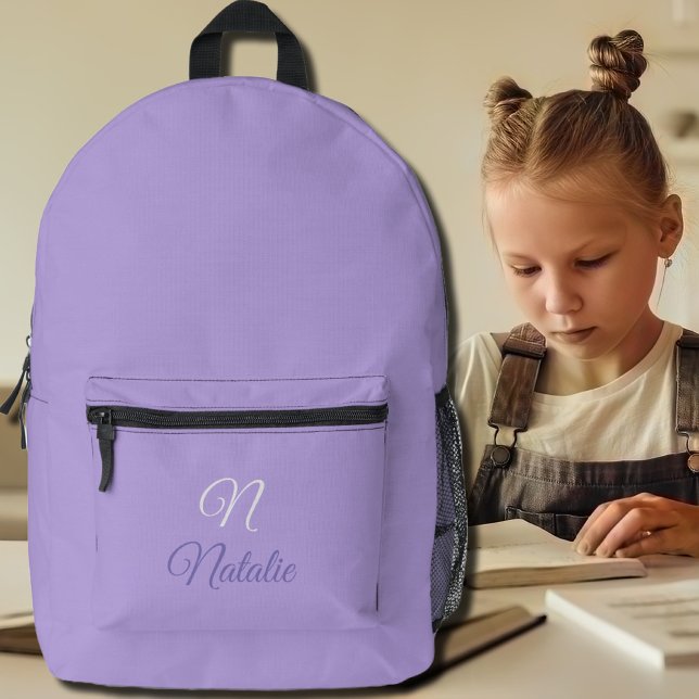 Mochila Impresa Color sólido púrpura monogramado (Subido por el creador)