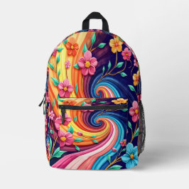 Mochila Impresa Color Swirl Bloom - Vibrant Floral Vortex