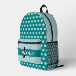 Mochila Impresa Color Teal Estético - Mejor Monograma de Nombre In