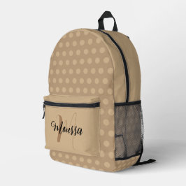 Mochila Impresa Color Terroso Tono Tan - Inicial Nombre Letra Mono