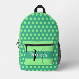 Mochila Impresa Color verde de la menta estética - Monograma nombr