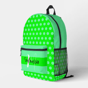 Mochila Impresa Color Verde Estético - Monograma de Nombre Inicial
