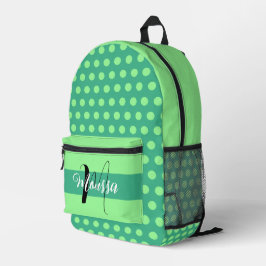 Mochila Impresa Color Verde Menta Estético - Monograma de Nombre I