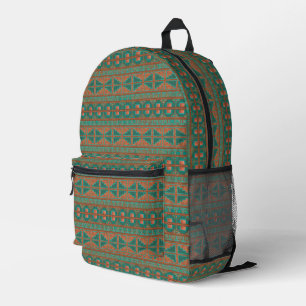 Mochila Impresa Colores de cobre teal del suroeste Patrón geométri