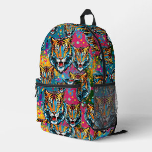 Mochila Impresa Colores del arcoiris de la cabeza del tigre mancha