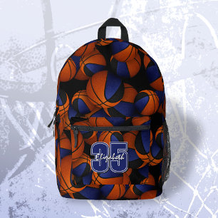 Mochila Impresa Colores del equipo de baloncesto azul negro nombre