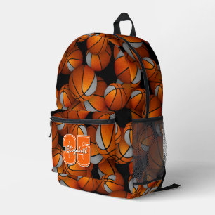Mochila Impresa colores del equipo de baloncesto gris naranja núme