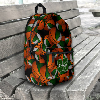 Mochila Impresa Colores del equipo de baloncesto gris verde con nú