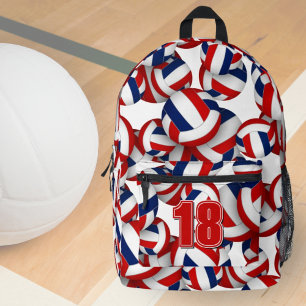 Mochila Impresa colores del equipo de voleibol azul rojo con nombr