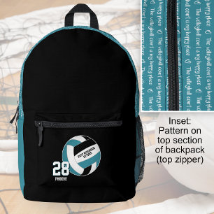 Mochila Impresa colores del equipo de voleibol femenino negro teal