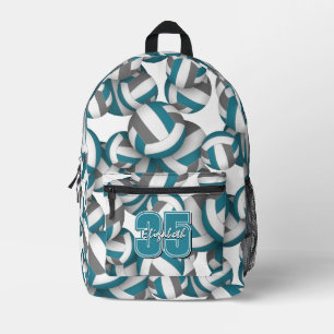 Mochila Impresa Colores del equipo de voleibol gris verde con núme
