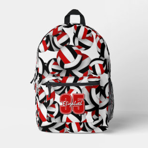Mochila Impresa Colores del equipo de voleibol rojo negro para niñ