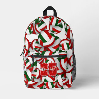 Mochila Impresa colores del equipo de voleibol rojo verde con nomb