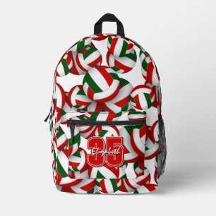 Mochila Impresa colores del equipo de voleibol rojo verde w nombre