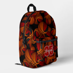 Mochila Impresa Colores del equipo rojo negro patrón baloncesto