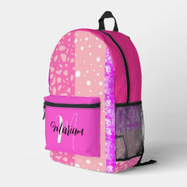 Mochila Impresa Colores Rosados Bonitos Lindos - Monograma de Nomb
