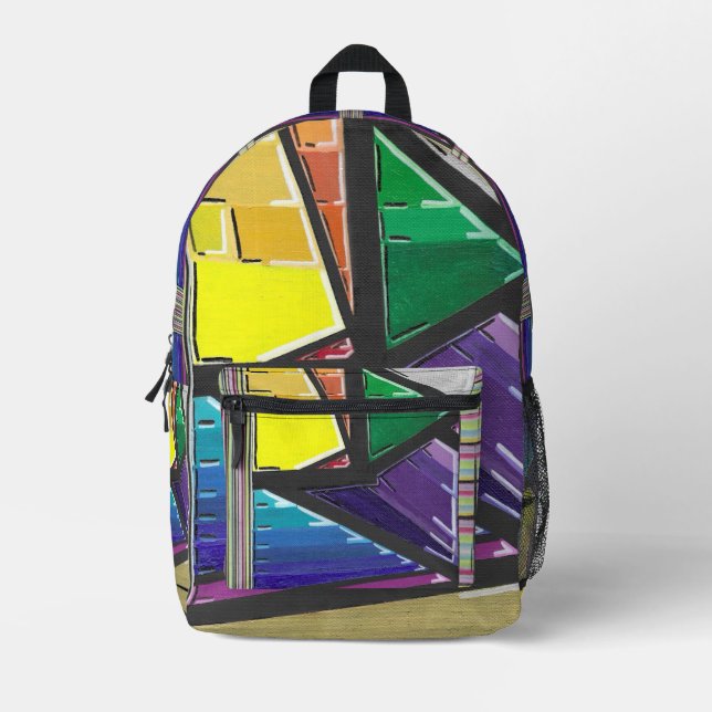 Mochila Impresa Colores Triangulados (Anverso)