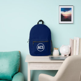 Mochila Impresa Colores y Letras de la Escuela de Azul Marino y Bl