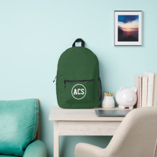 Mochila Impresa Colores y letras escolares verdes y blancos